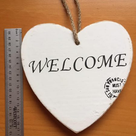 Houten hart / welcome -1,7 cm dik
