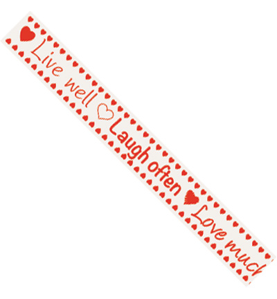 Tekst ribbons, live laugh love, 3 meter lengte