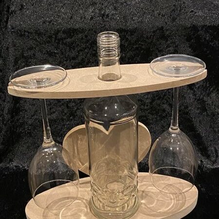 Fles-  en glazenhouder hart, mdf, 3-delig