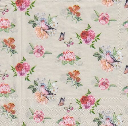 11146 - 5 servetten, beige ondergrond