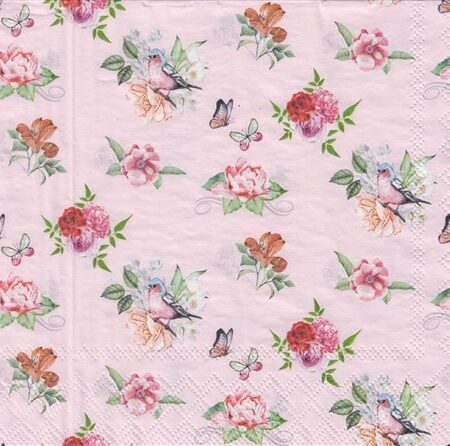 11148 - 5 servetten, roze ondergrond