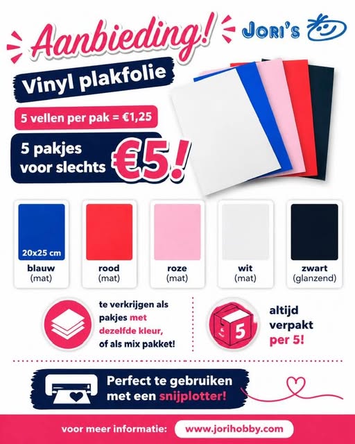 Aanbieding 10: doos V10, 5 vellen vinyl van 20x25 cm